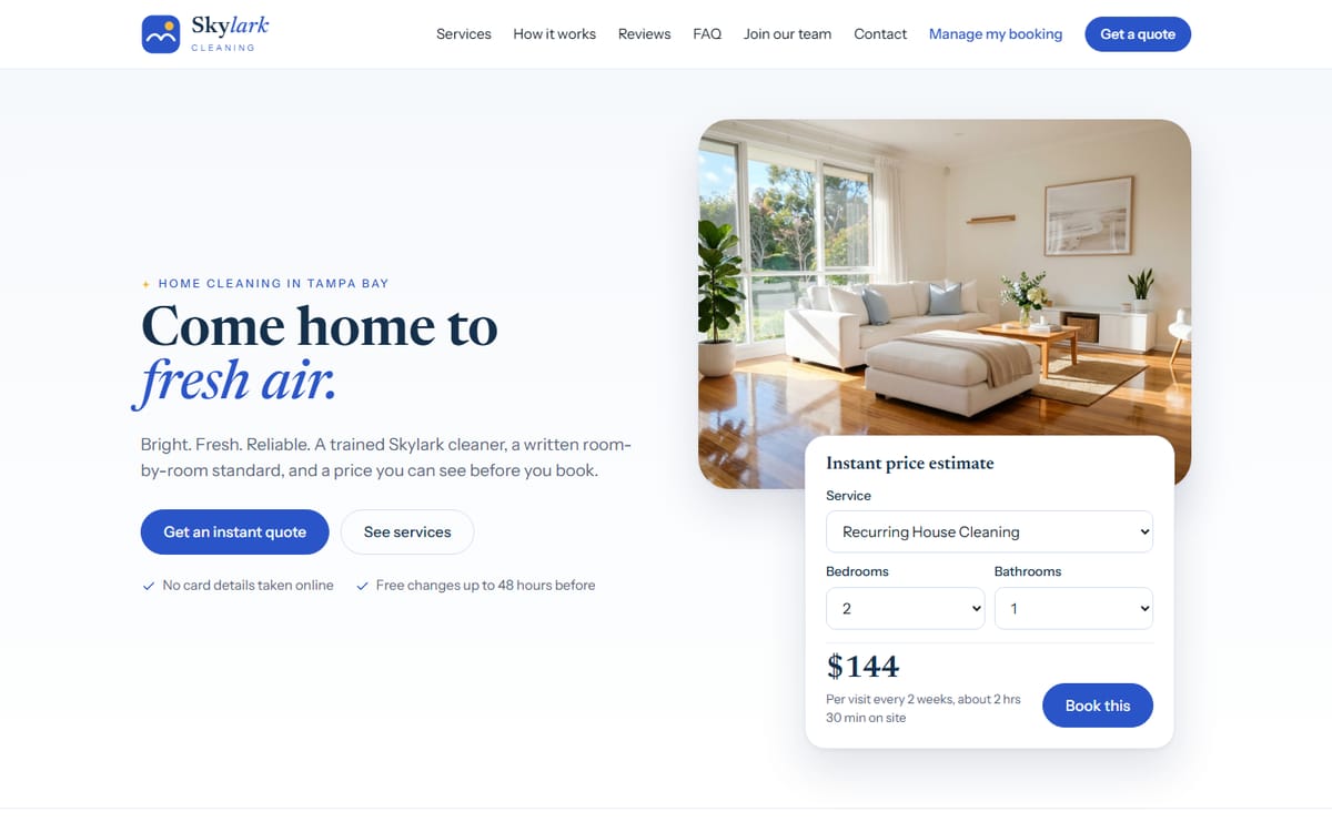 Skylark Cleaning home page